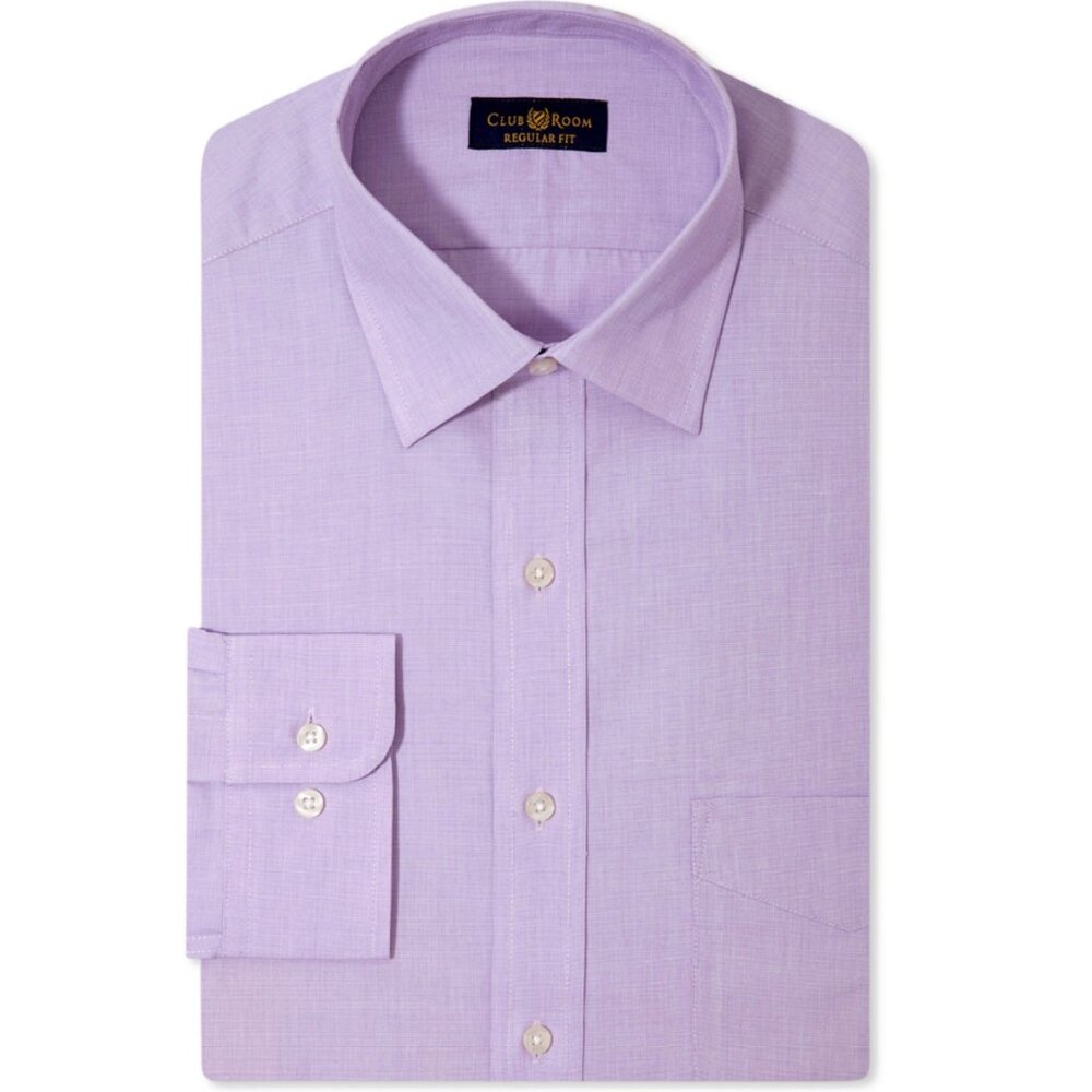 NEW NWT CLUB ROOM Mens Regular Fit Dress Shirt Lavender Lilac 16 1/2 // 34/35